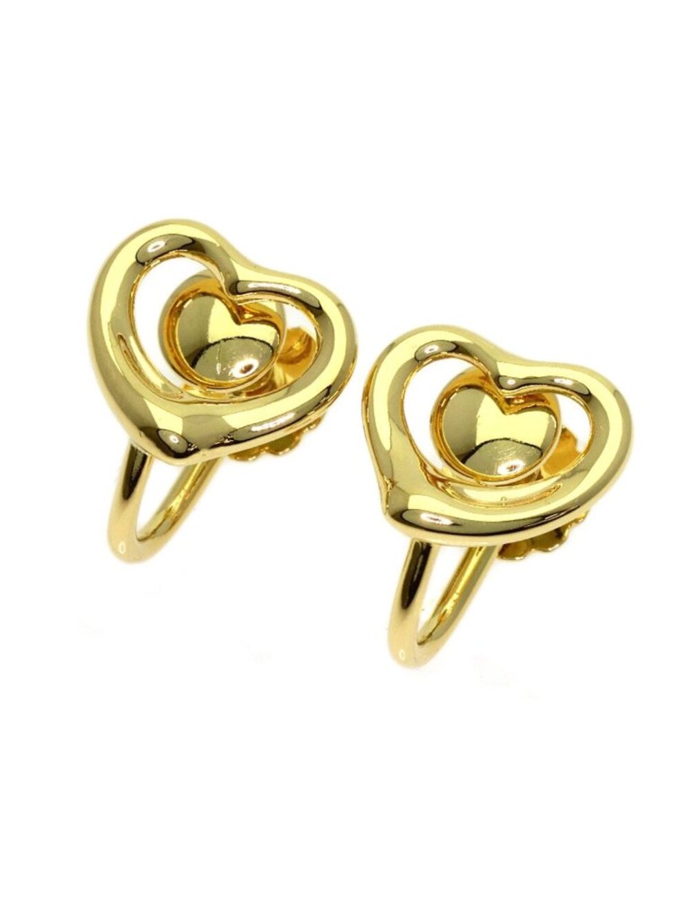 Tiffany & Co Open Heart Earrings 18k Yellow Gold